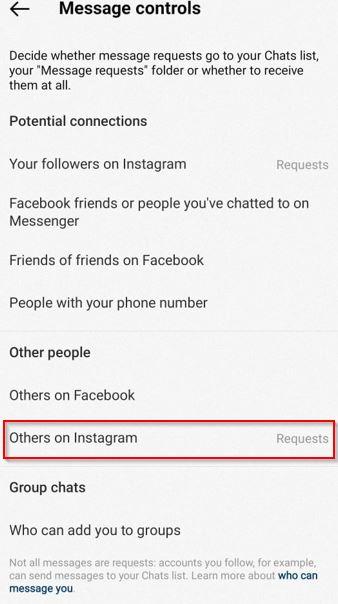 Step 3 on Disable DM on Instagram