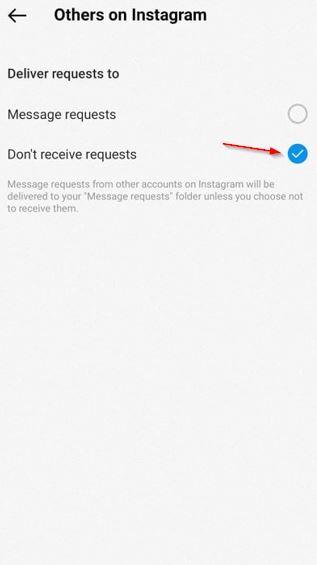 Step 4 on Disable DM on Instagram