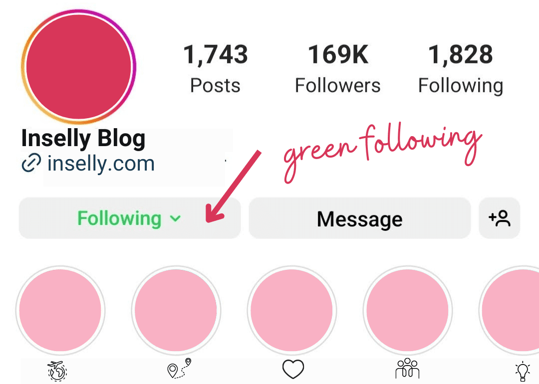 what does the green following mean on Instagram