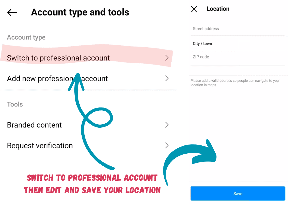 how to change country account based in instagram